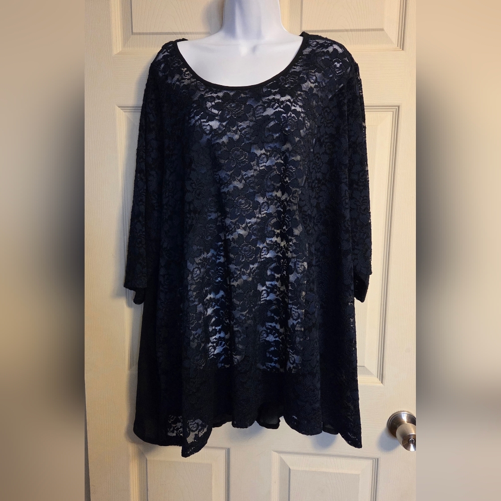 Catherines Blue Lace Women's Top 3X NWT